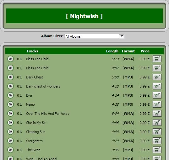 ダウンロードした曲を選択